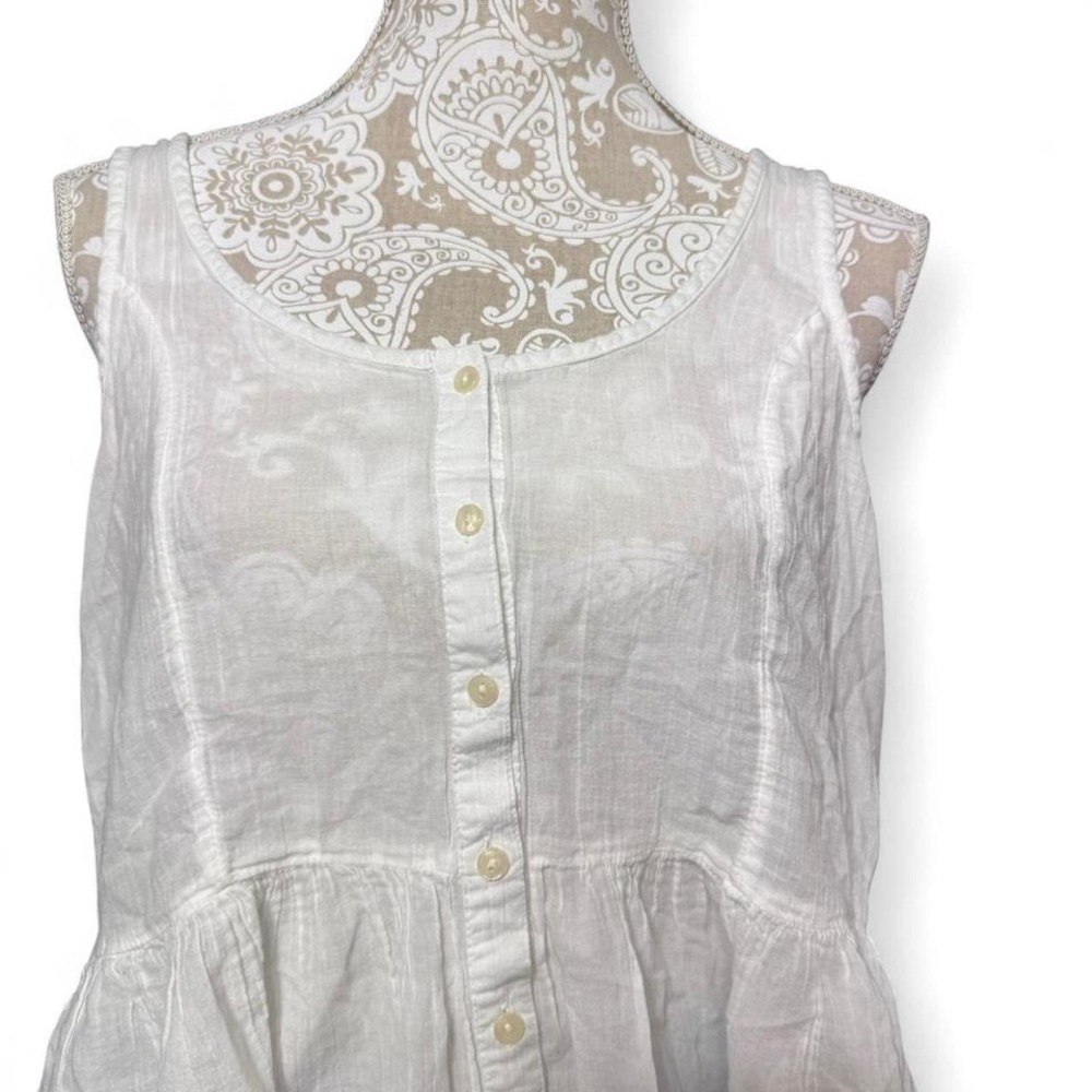 American Eagle White Cotton Peplum Babydoll Top M Cottagecore Boho - Picture 2 of 6
